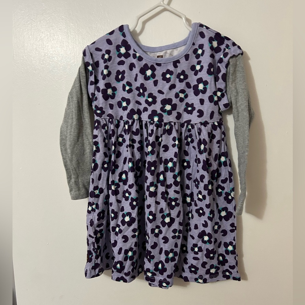 Tea Collection Purple Gray Raglan Dress